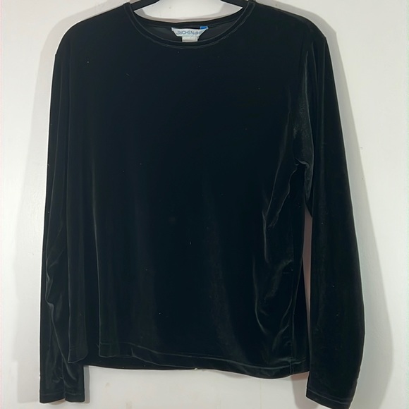 Vintage Ship n Shore velvetized stretchy black polyester blend, large.  Classic - Picture 1 of 5